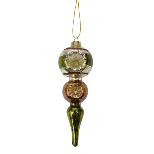 Set 2 ornamente brad Craciun sticla multicolora 6x17 cm