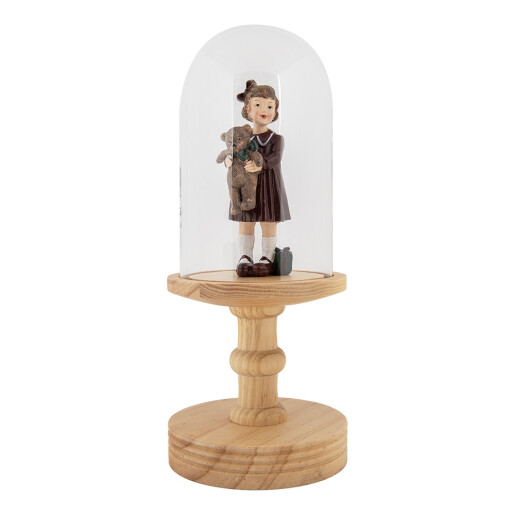Platou decorativ lemn maro sticla Ø 14x34 cm