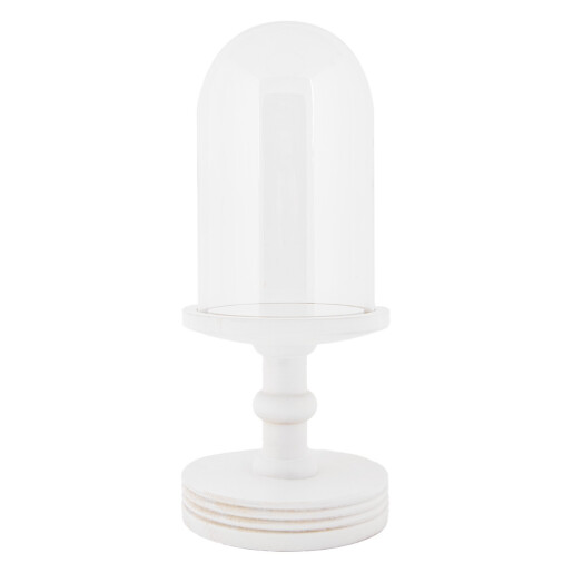 Platou decorativ lemn alb sticla Ø 14x34 cm
