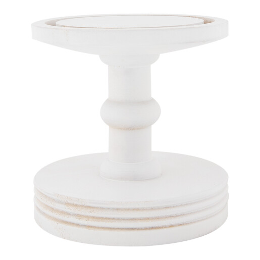 Platou decorativ lemn alb sticla Ø 14x34 cm