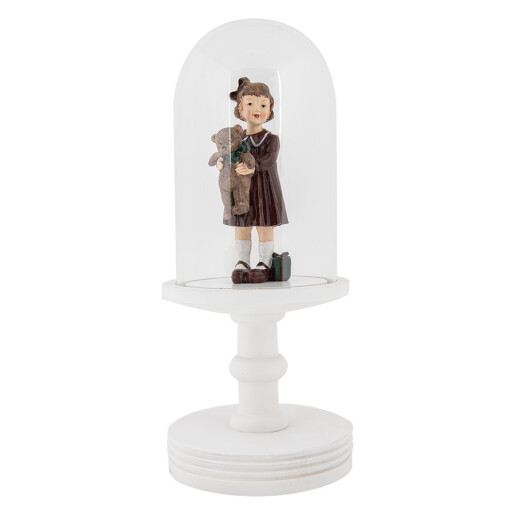 Platou decorativ lemn alb sticla Ø 14x34 cm