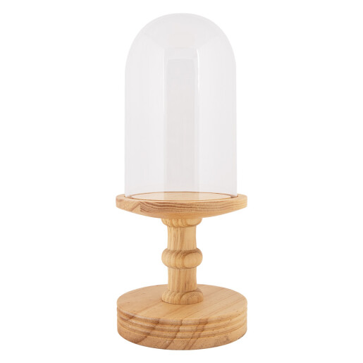 Platou decorativ sticla lemn natur Ø 17x40 cm