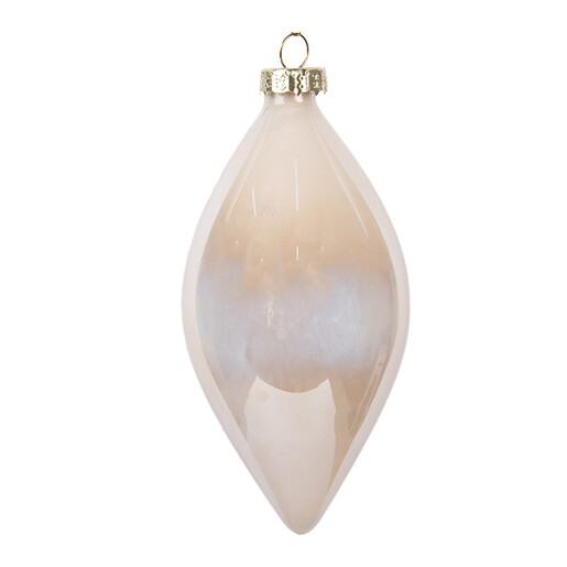 Set 6 globuri brad Craciun sticla bej Ø 7x13 cm