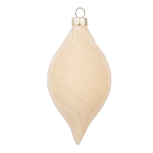 Set 6 globuri brad Craciun , bej sticla Ø 7x13 cm