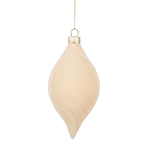 Set 6 globuri brad Craciun , bej sticla Ø 7x13 cm