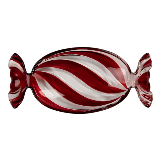 Platou sticla alba rosie Bomboana 23x11x4 cm