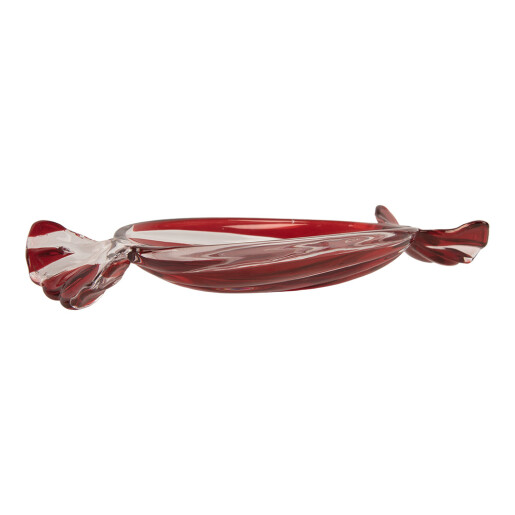 Platou sticla alba rosie Bomboana 23x11x4 cm