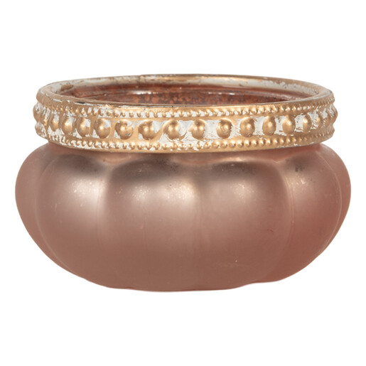 Suport lumanare sticla roz aurie Ø 6x4 cm