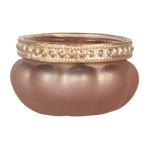 Suport lumanare sticla roz aurie Ø 6x4 cm