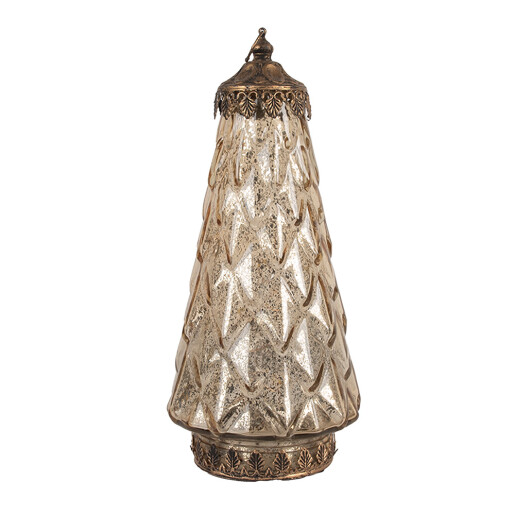 Candela cu led sticla verde metal auriu Ø 13x28 cm