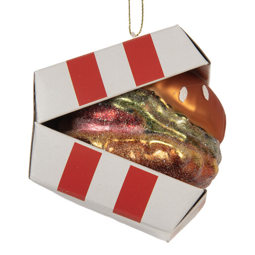 Set 6 ornamente brad Craciun sticla multicolora 7x7x8 cm