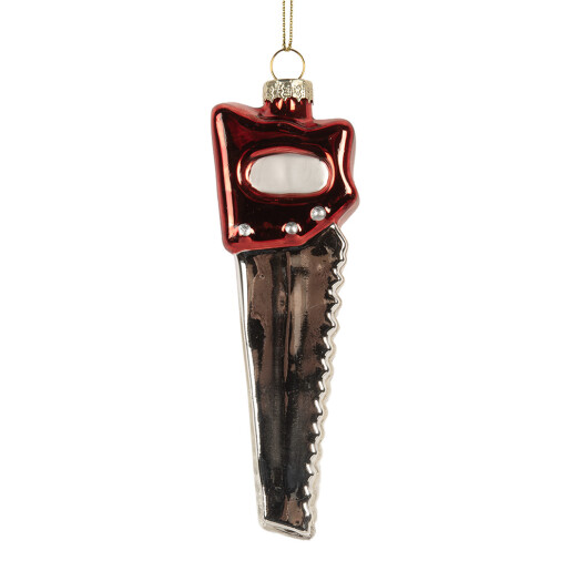 Set 6 ornamente brad Craciun Fierastrau sticla multicolora 4x3x13 cm