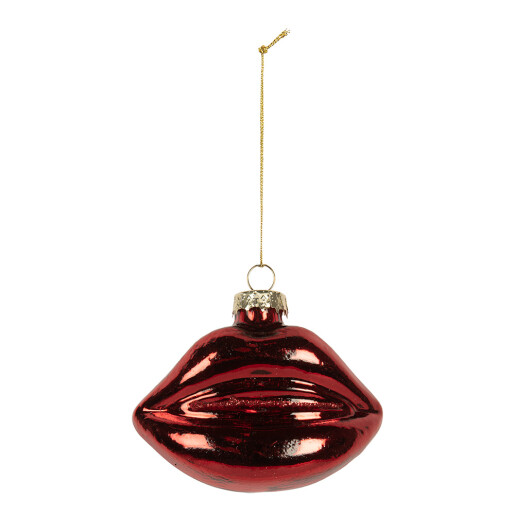 Set 6 ornamente brad Craciun sticla rosie 8x4x7 cm