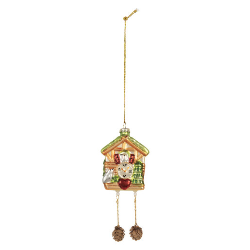 Set 6 ornamente brad Craciun Ceas sticla multicolora 7x4x10/17 cm