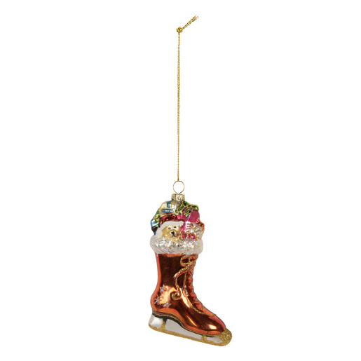 Set 6 ornamente brad Craciun sticla multicolora 8x4x13 cm