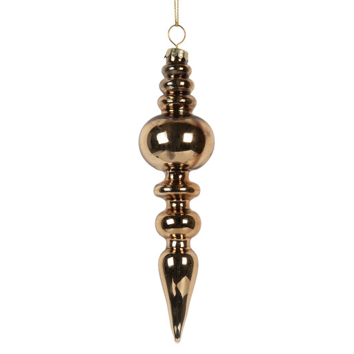 Set 6 ornamente brad Craciun sticla aurie Ø 4x16 cm