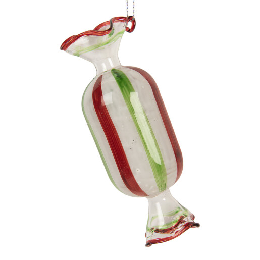 Set 6 ornamente brad Craciun Bomboana sticla multicolora Ø 5x13 cm