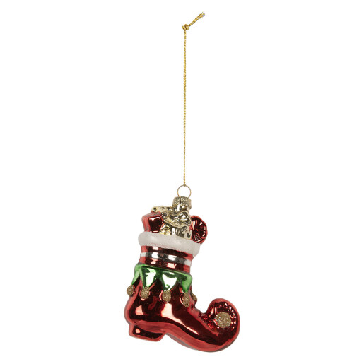 Set 6 ornamente brad Craciun Cizmulite sticla multicolora 9x4x10 cm
