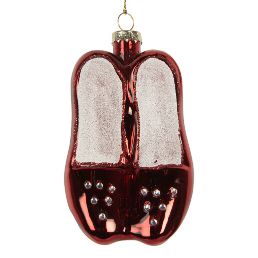 Set 6 ornamente brad Craciun Pantofi sticla rosie alba 6x6x10 cm