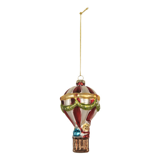 Set 6 ornamente brad Balon Zburator Craciun sticla multicolora X-mas Ø 8x14 cm