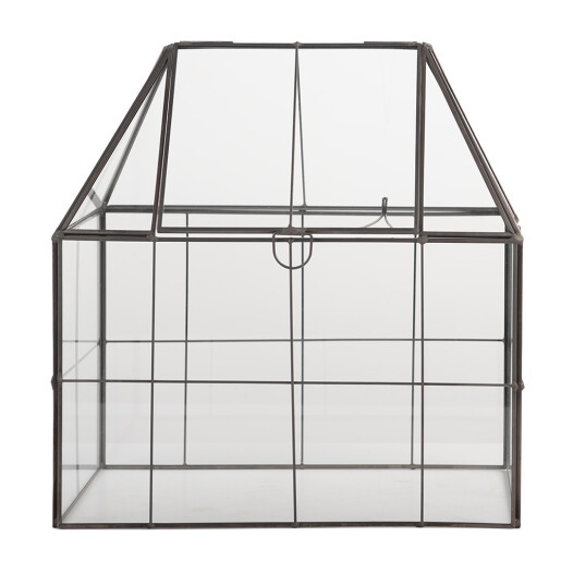 Mini sera lemn metal gri 26x17x32 cm
