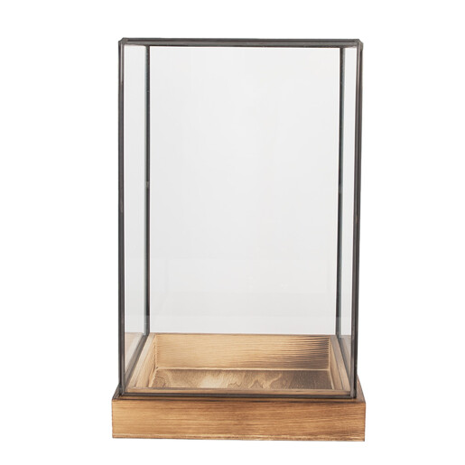 Mini sera lemn metal gri 19x19x30 cm