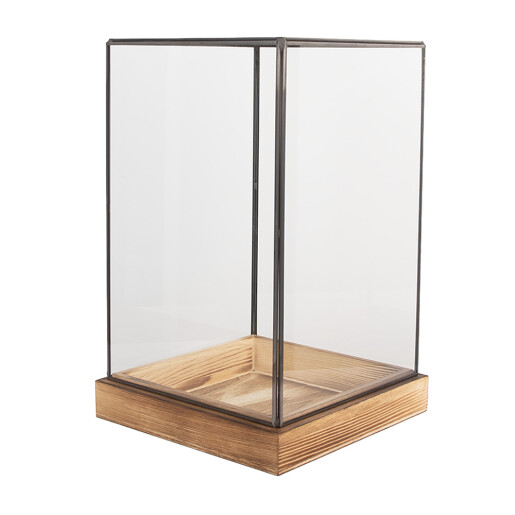 Mini sera lemn metal gri 19x19x30 cm