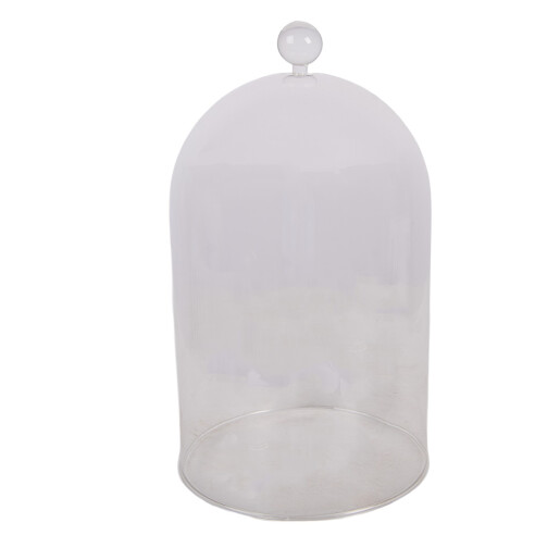 Platou decorativ lemn negru cloche sticla Ø 14x24 cm