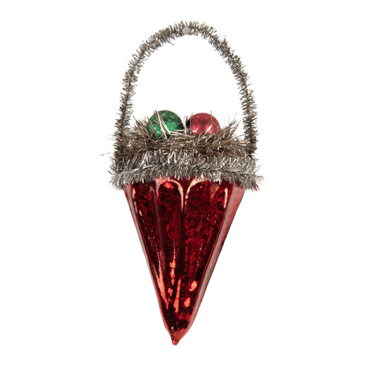 Ornament brad Craciun sticla multicolora Ø 7x10 cm