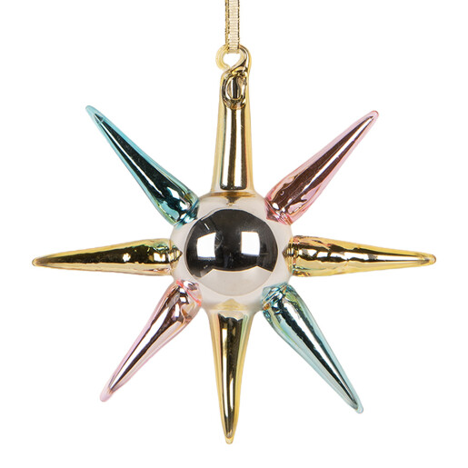Ornament brad Craciun sticla multicolora 11x3x11 cm