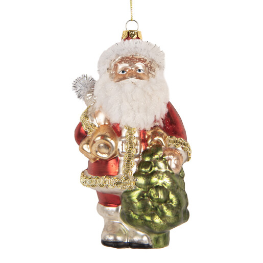 Ornament brad Mos Craciun sticla multicolora 8x7x14 cm
