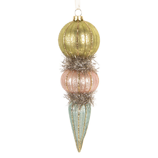 Ornament brad Craciun sticla multicolora Ø 6x18 cm