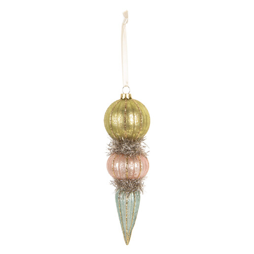 Ornament brad Craciun sticla multicolora Ø 6x18 cm