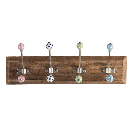 Cuier perete lemn maro ceramica multicolora  45x10x18 cm