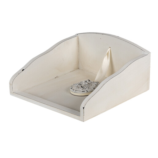 Suport servetele mdf alb antichizat 20x20x10 cm