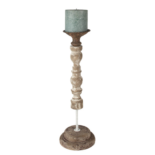 Sfesnic lemn metal alb maro 17x51 cm