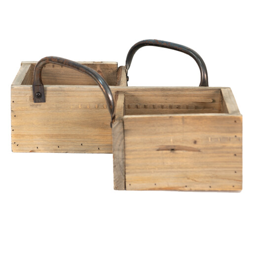 Set 2 cutii depozitare lemn maro 38x22x9 cm