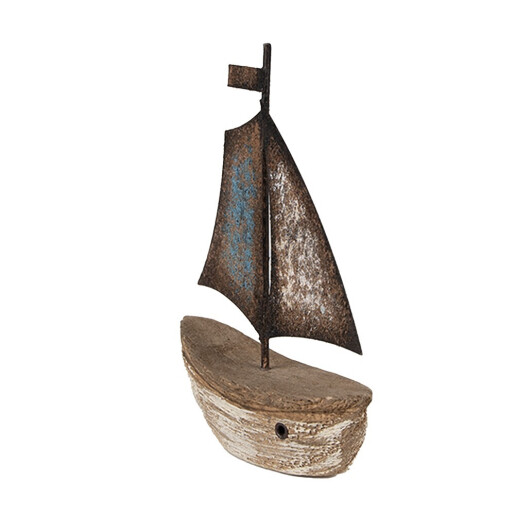 Decoratiune Barca lemn metal 9x3x11 cm
