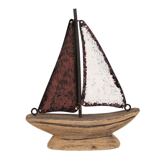 Decoratiune Barca lemn metal 11x3x13 cm