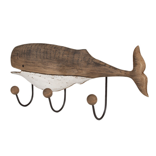 Cuier fier lemn alb maro Balena 53x10x23 cm