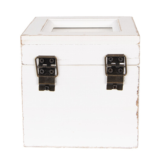 Cutie ceai lemn alb negru 12x12x12 cm