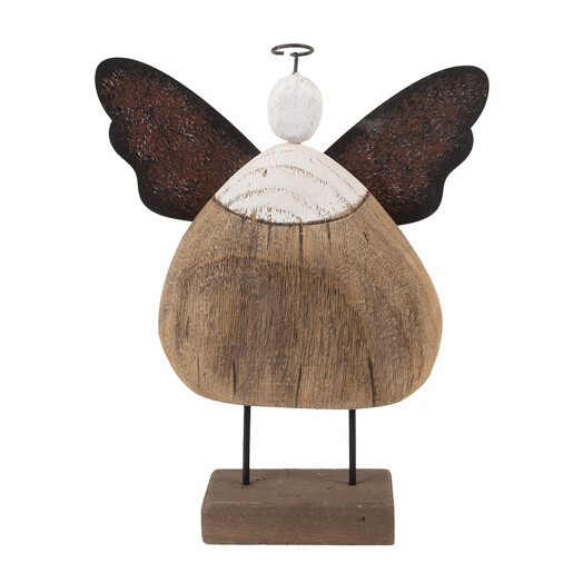 Inger lemn alb metal maro 20x6x25 cm