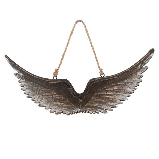 Decoratiune Aripi Inger lemn maro 30x3x12 cm