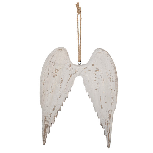 Decoratiune Aripi Inger lemn alb maro 21x3x28 cm