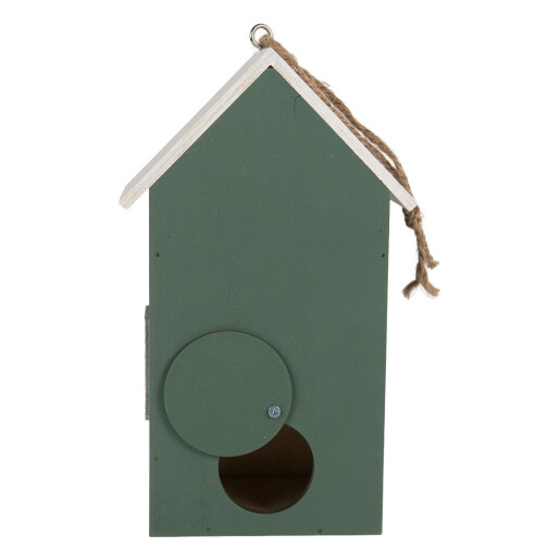 Casuta Pasari lemn verde alb 15x10x22 cm