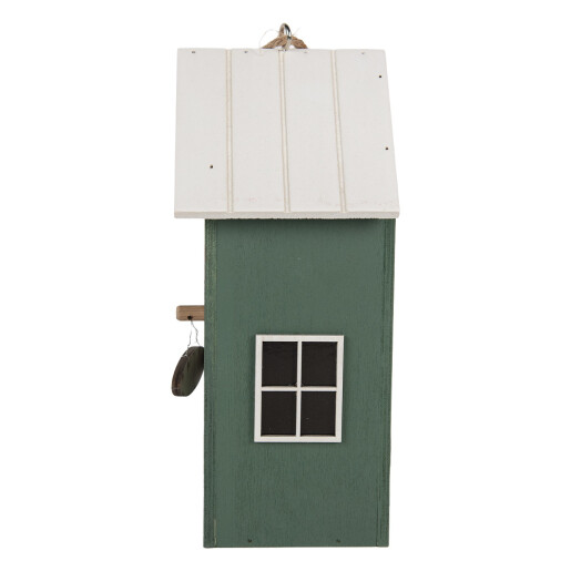 Casuta Pasari lemn verde alb 15x10x22 cm