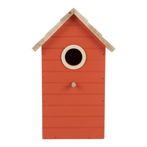 Casuta Pasari lemn rosu natur 15x10x22 cm