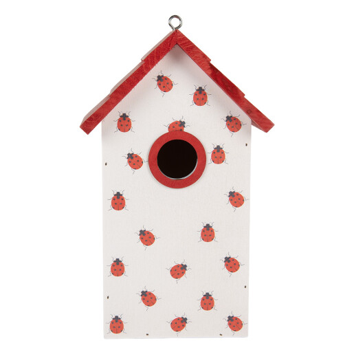 Casuta Pasari lemn alb rosu negru 15x10x22 cm