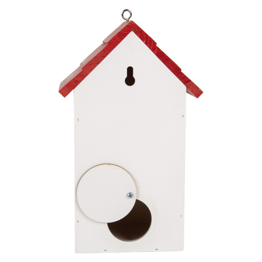 Casuta Pasari lemn alb rosu negru 15x10x22 cm