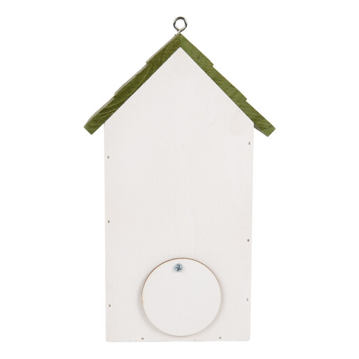 Casuta Pasari lemn alb verde galben decor Lacramioare 15x10x22 cm